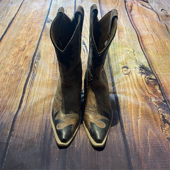 Laredo Porter Men's Tan Leather Western Boots Snip Toe Size 8D - Picture 5 of 9